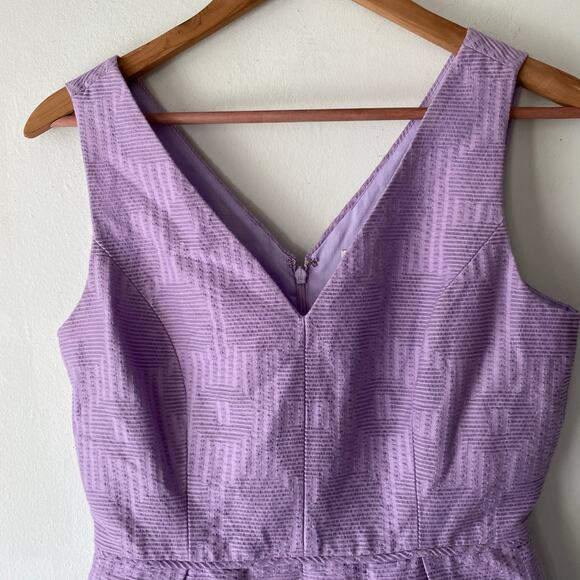 J Crew Purple Lined Mini Dress SZ 4 Career Workwear Occasion Cotton Blend Pocket - Picture 2 of 7